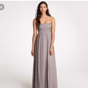 J.crew Sz 0 100% Silk taryn dress gray grey bridesmaid formal wedding strapless